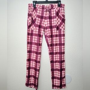 Lucky Brand Women's Plaid Pink Pants Pajamas Waist Band Sz Small Pockets NWOT